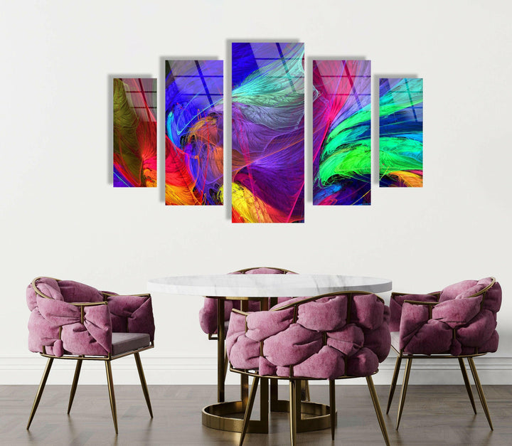 Colorful Neon Abstract Glass Wall Art, custom glass photo prints, large glass prints