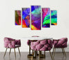 Neon Abstract Panoramic Tempered Glass Wall Art