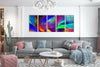 Neon Abstract Panoramic Tempered Glass Wall Art