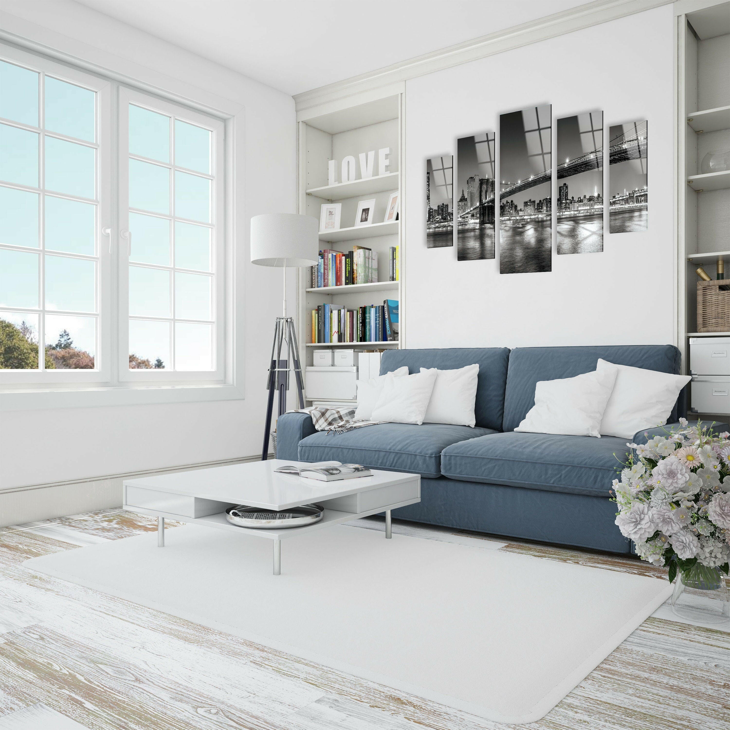 New York Bridge Panoramic Tempered Glass Wall Art
