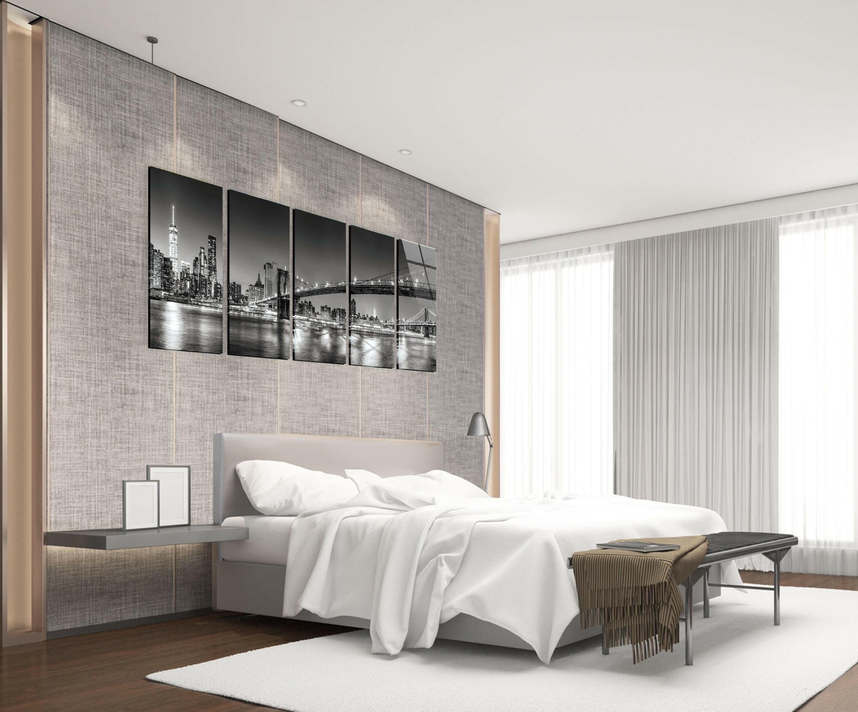 New York Bridge Panoramic Tempered Glass Wall Art