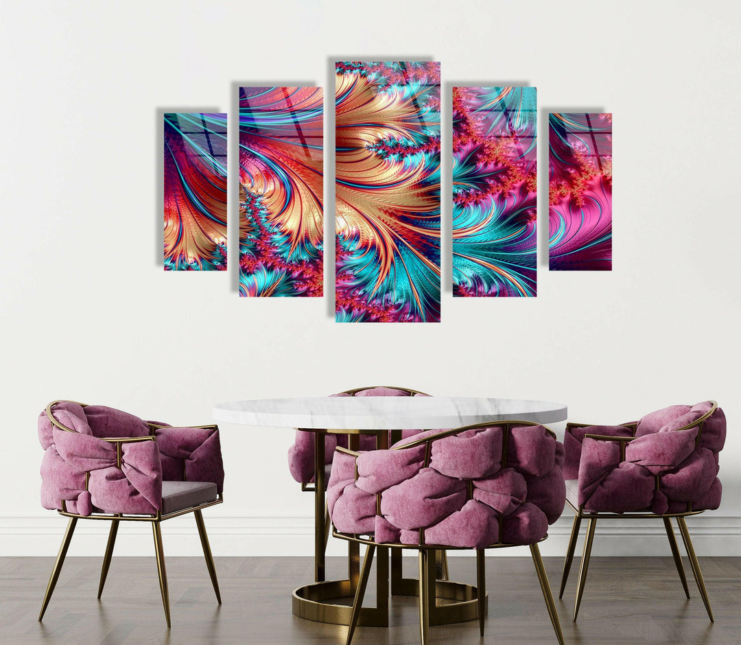 Vivid Purple, Blue Fractal Abstract Glass Wall Art, Glass Printing Wall Art, Print photos on glass
