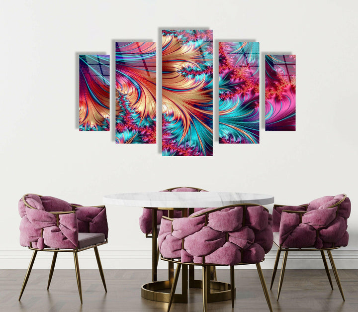 Vivid Purple, Blue Fractal Abstract Glass Wall Art, Glass Printing Wall Art, Print photos on glass