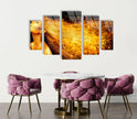 Set of 5 Golden Woman Tempered Glass Wall Art