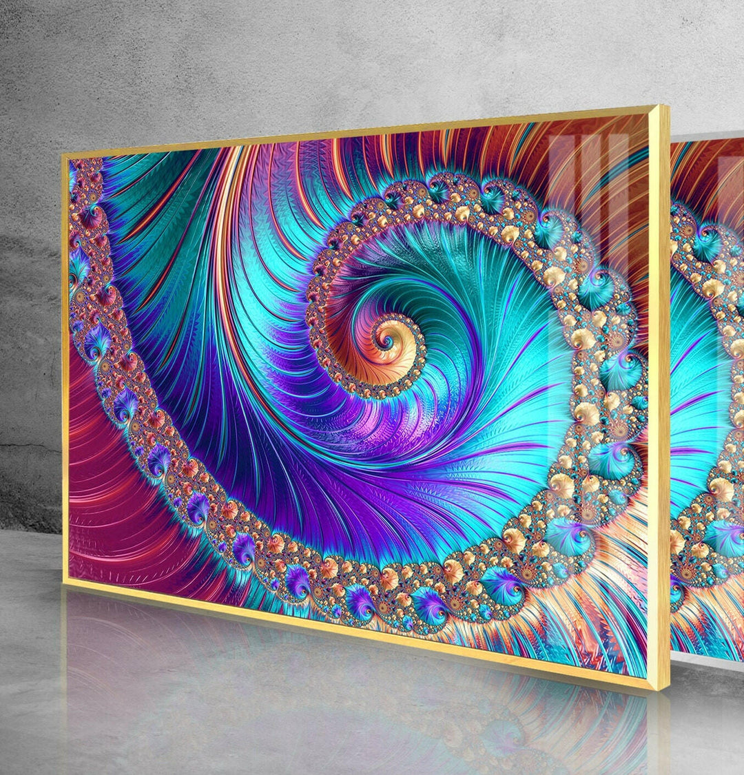 Vivid Abstract Fractal Glass Wall Art