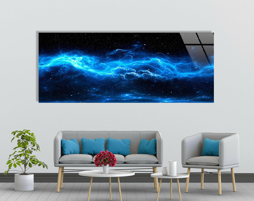 Nebula Star, Blue Galaxy Glass Wall Art, glass photo prints, glass picture prints