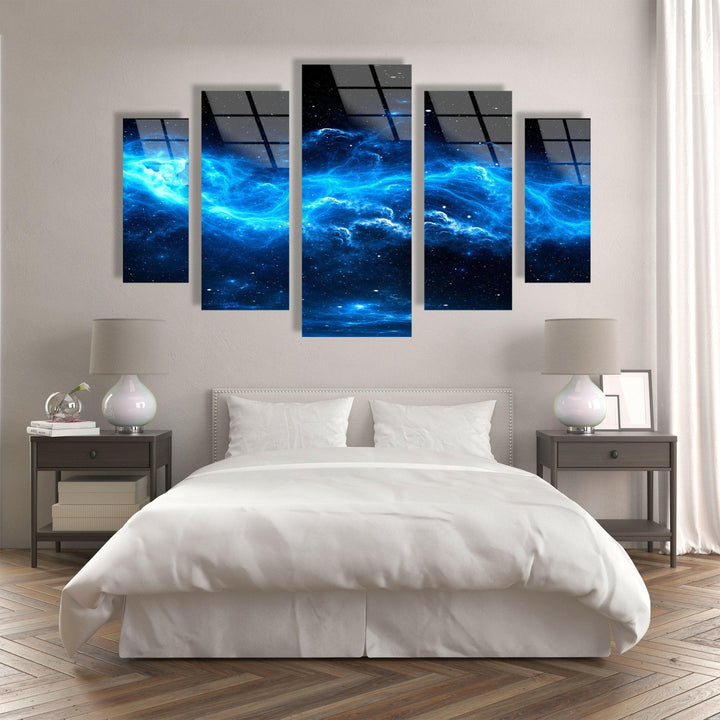 Nebula Star, Blue Galaxy Glass Wall Art, glass pictures for Wall, glass prints wall art
