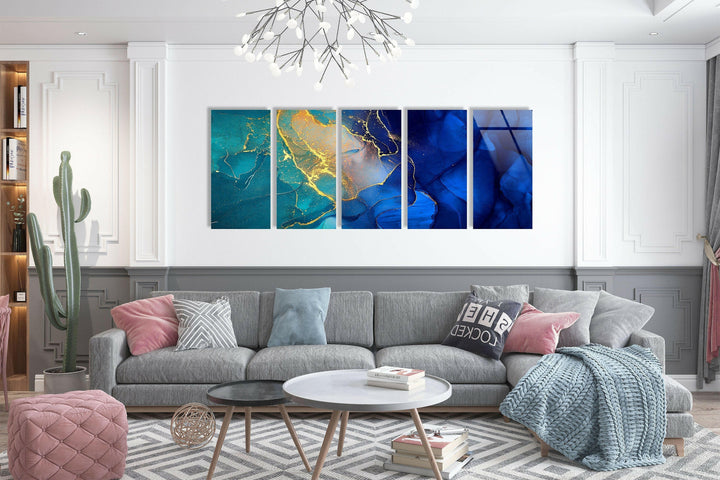 Turquoise, Blue Alcohol Ink Abstract Glass Wall Art, glass image printing, glass prints from photos