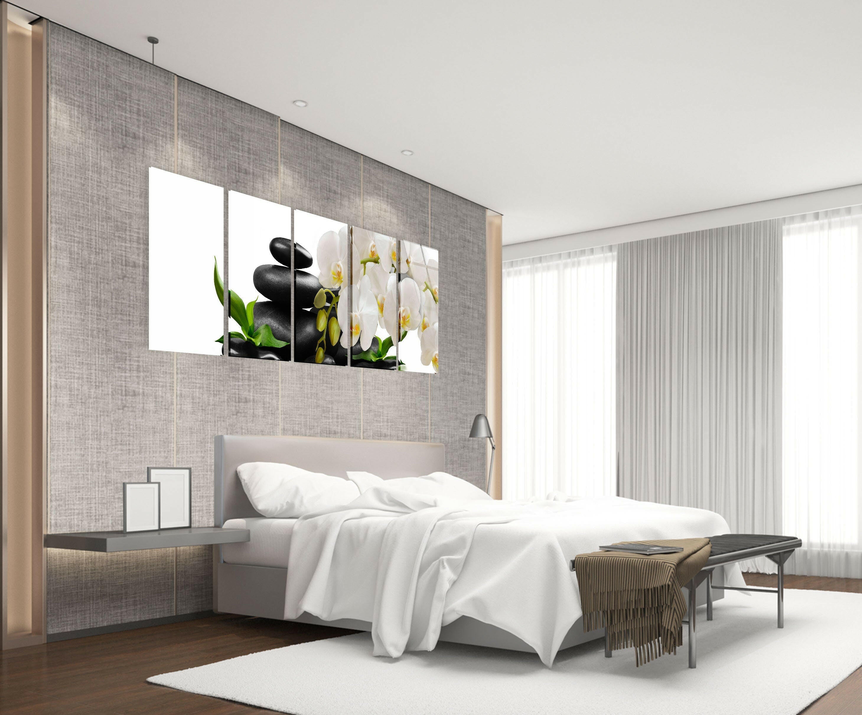 Orchid and Stones Tempered Glass Wall Art