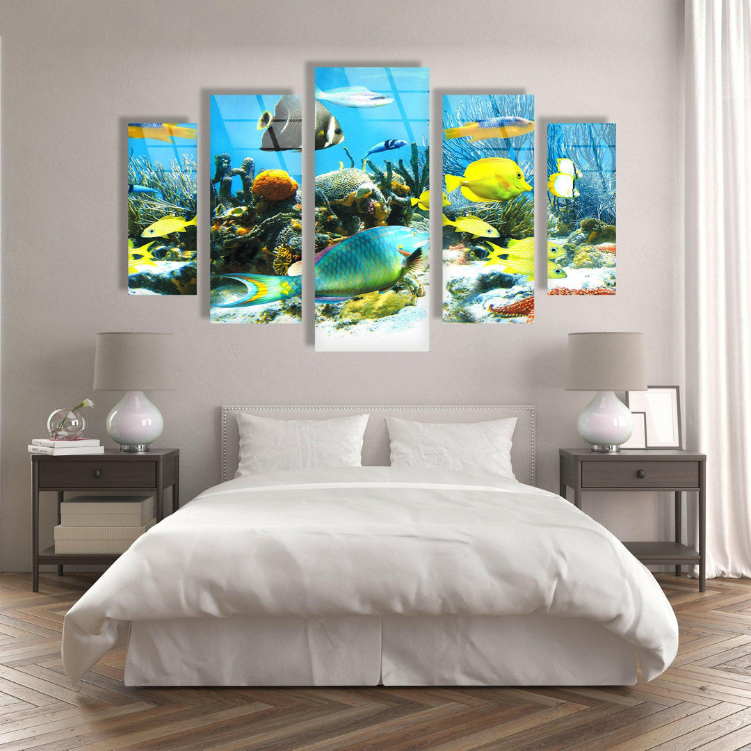 Underwater World Animal Glass Wall Art, art glass wall art, glass wall art pictures