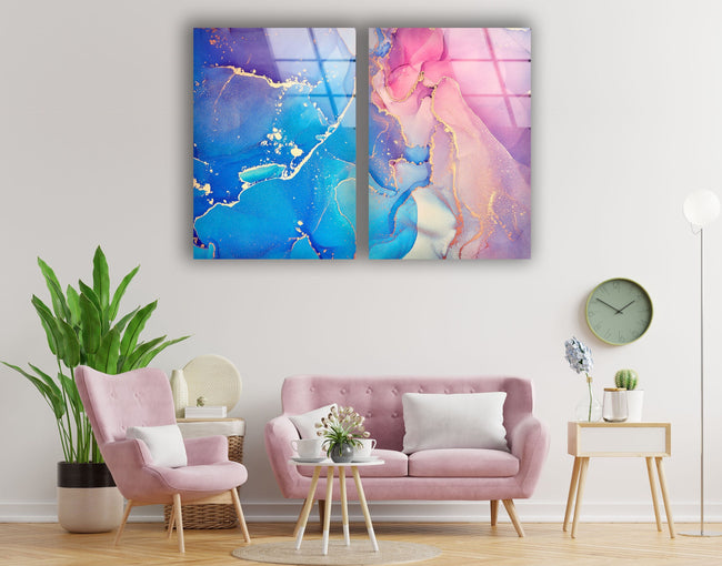 Pink Alcohol ink Tempered Glass Wall Art