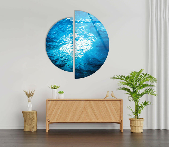 Set of 2 Half Circle Ocean Deep View Glass Wall Art art glass wall art, glass wall art pictures

