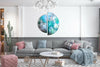 Two Piece Round Blue Abstract Tempered Glass Wall Art