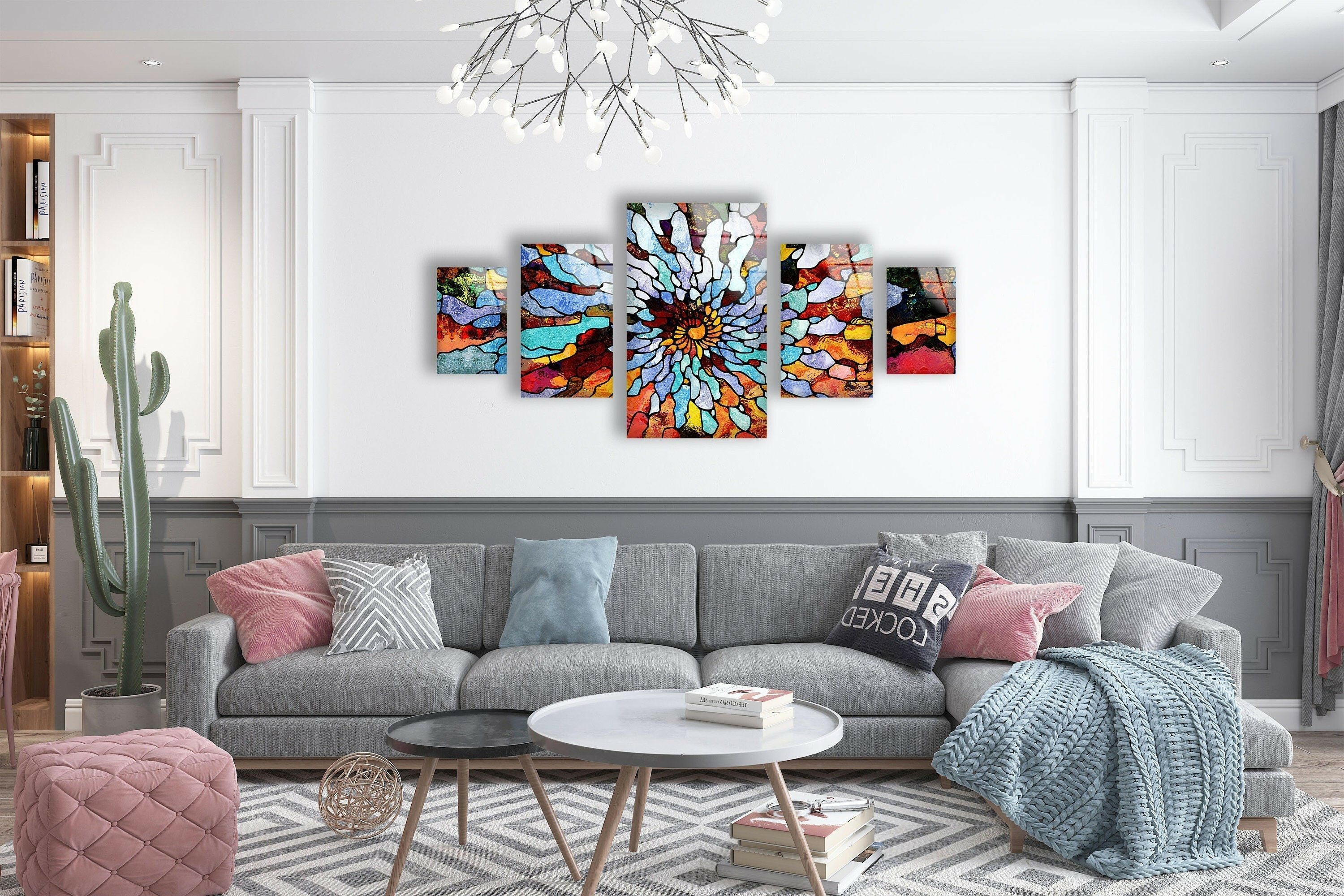 Colorful Stained Abstract Tempered Glass Wall Art