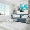Set of Blue Abstract Tempered Glass Wall Art