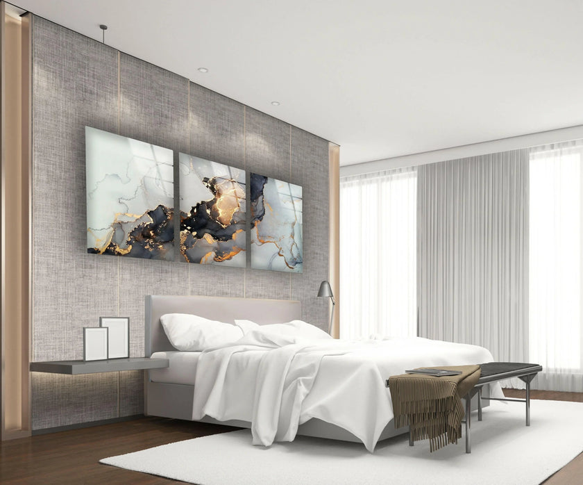 Black White Abstract Glass Wall Art