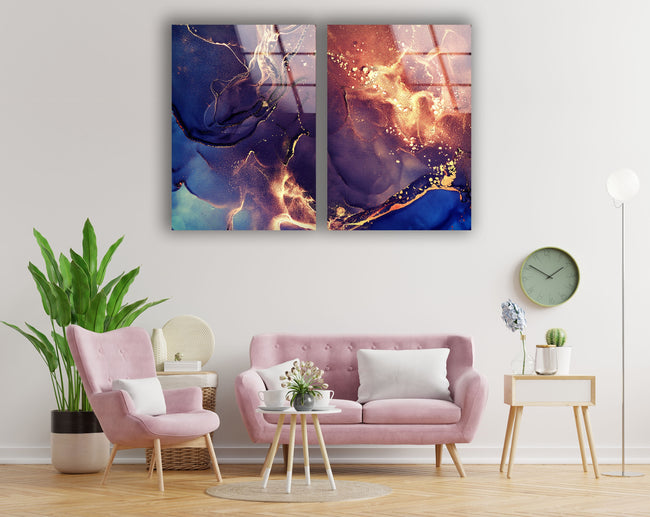 Dark Alcohol ink Tempered Glass Wall Art
