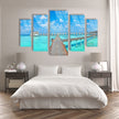 5 Piece Tropical Beach Tempered Glass Wall Art