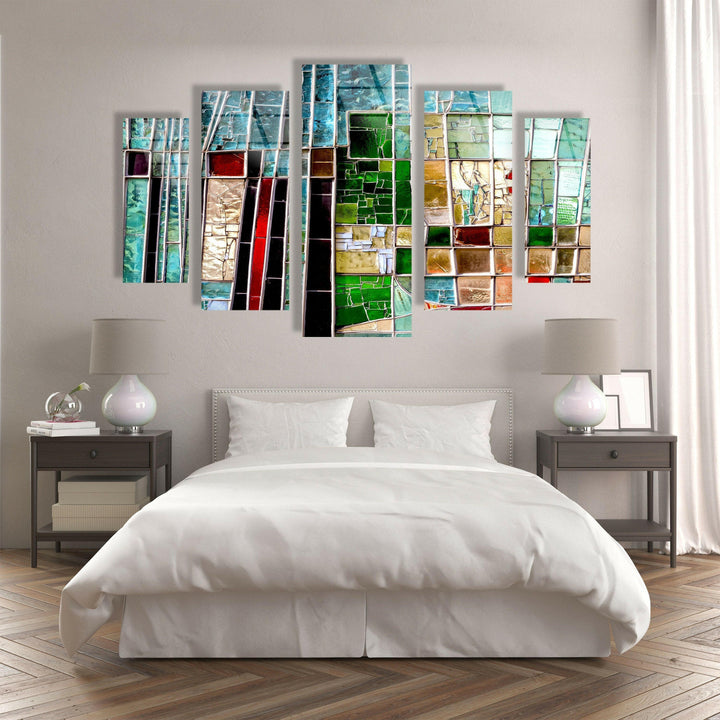 Colorful Mosaic Stained Abstract Glass Wall Art, glass art painting, glass art for the Wall