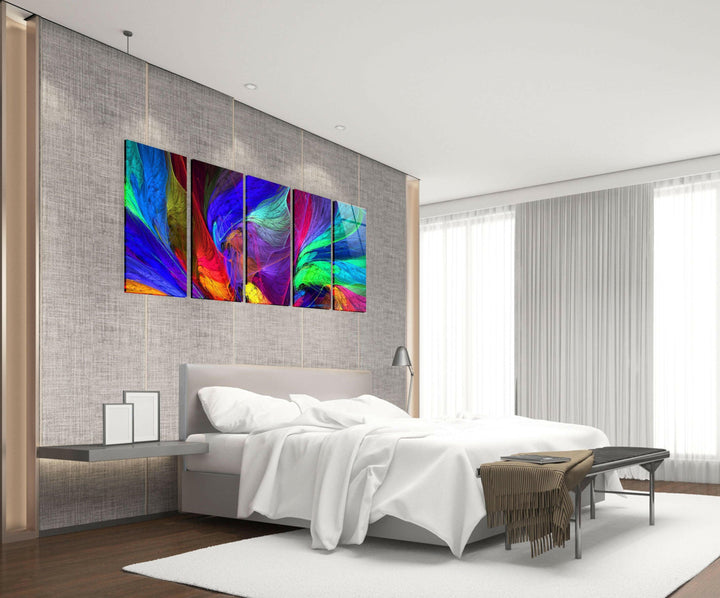 Colorful Neon Abstract Glass Wall Art, custom glass pictures, glass art prints