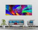 Neon Abstract Panoramic Tempered Glass Wall Art