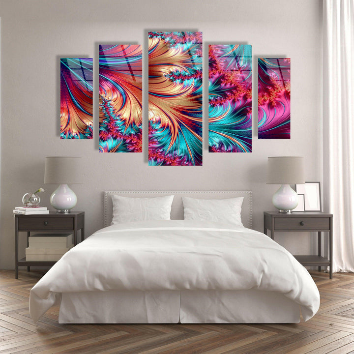 Vivid Purple, Blue Fractal Abstract Glass Wall Art, custom glass pictures, glass art prints