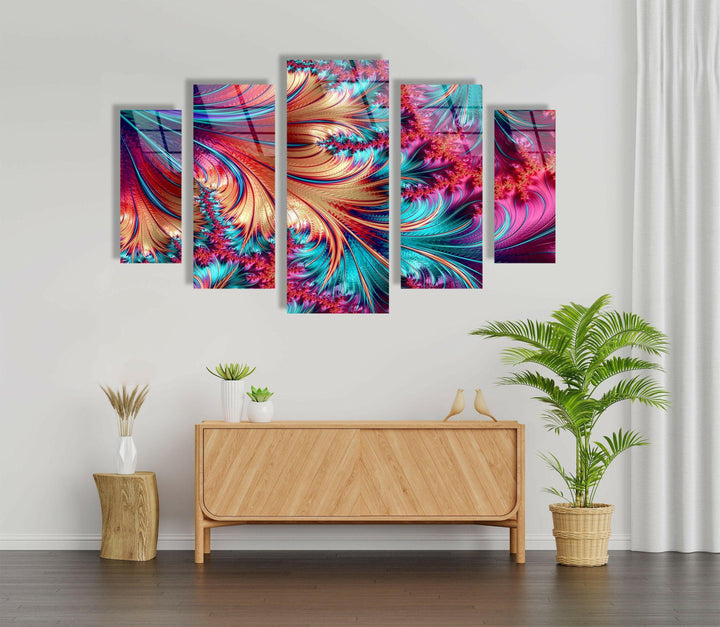 Vivid Purple, Blue Fractal Abstract Glass Wall Art, glass photo prints, glass picture prints
