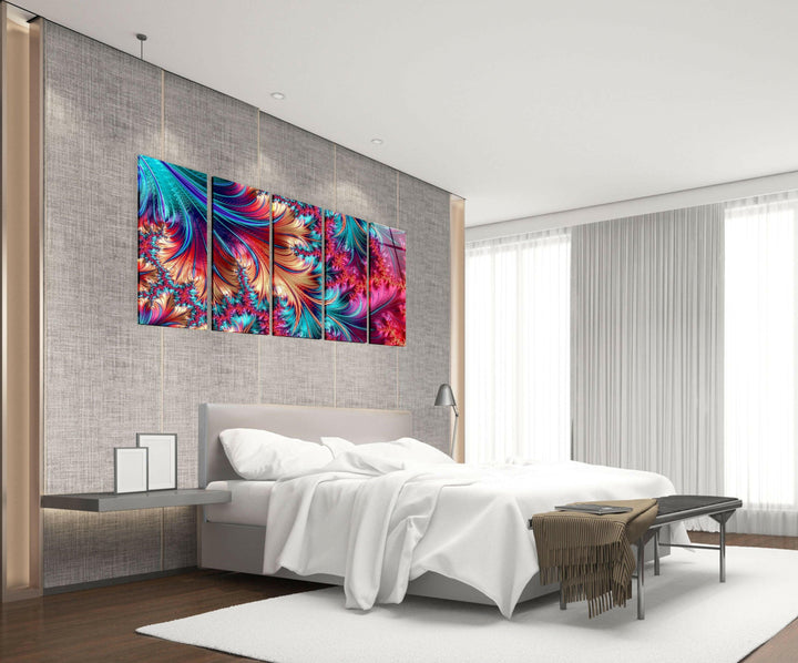 Vivid Purple, Blue Fractal Abstract Glass Wall Art, photo print on glass, prints on glass wall art