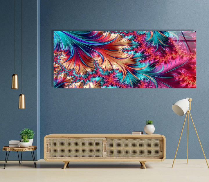 Vivid Purple, Blue Fractal Abstract Glass Wall Art, glass image printing, glass prints from photos