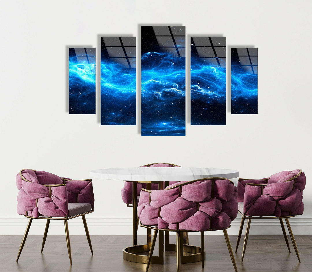 Nebula Star, Blue Galaxy Glass Wall Art, glass image printing, glass prints from photos