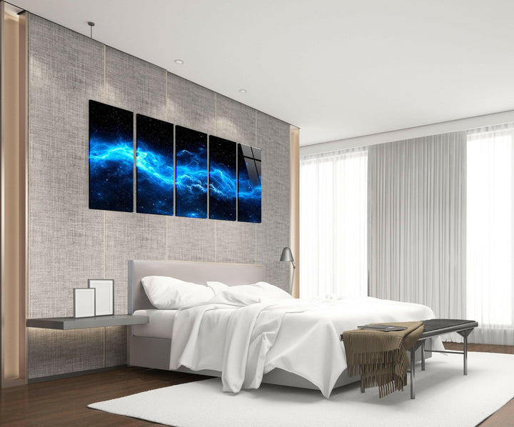 Nebula Star, Blue Galaxy Glass Wall Art, large glass photo prints, glass wall photos