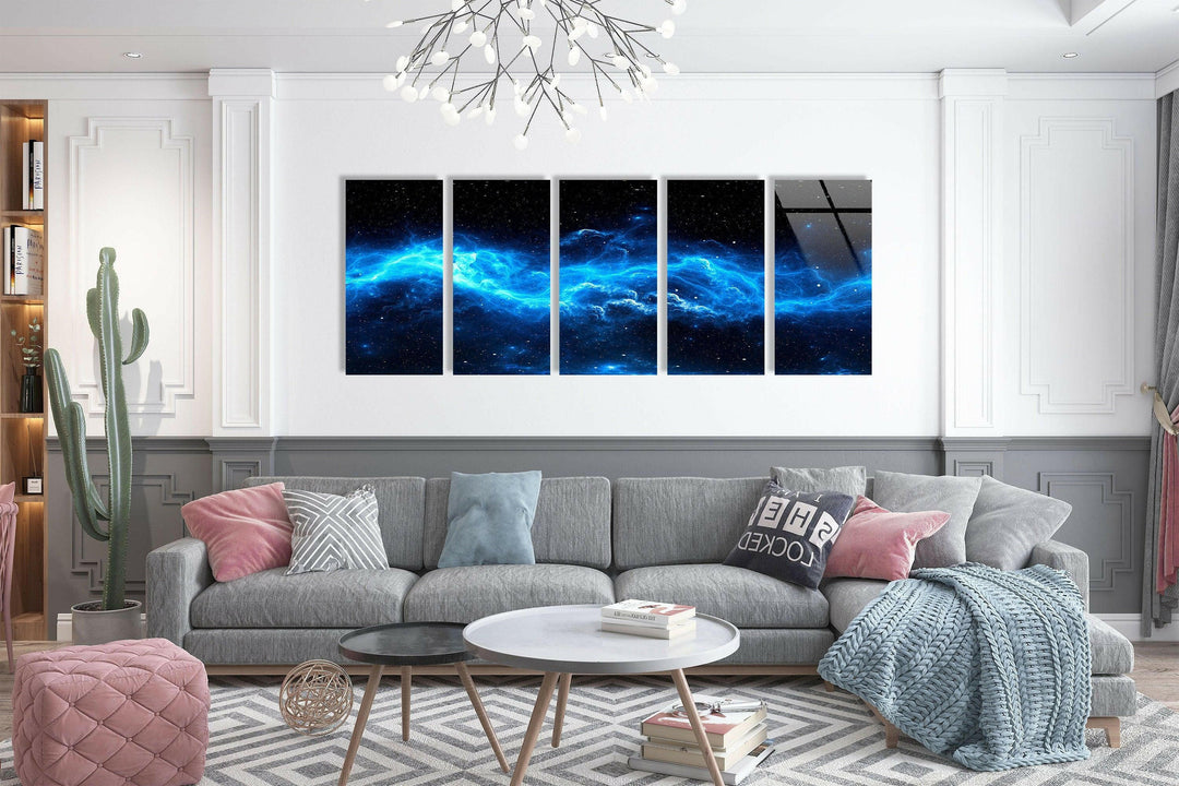 Nebula Star, Blue Galaxy Glass Wall Art, Glass Printing Wall Art, Print photos on glass