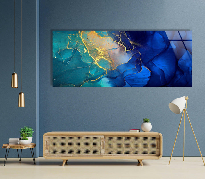 Turquoise, Blue Alcohol Ink Abstract Glass Wall Art, custom glass pictures, glass art prints