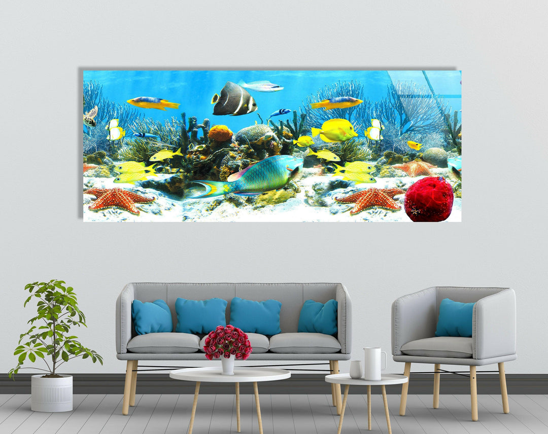 Underwater World Animal Glass Wall Art, Glass Printing Wall Art, Print photos on glass
