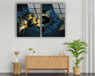 Set of Abstract Flower Tempered Glass Wall Art