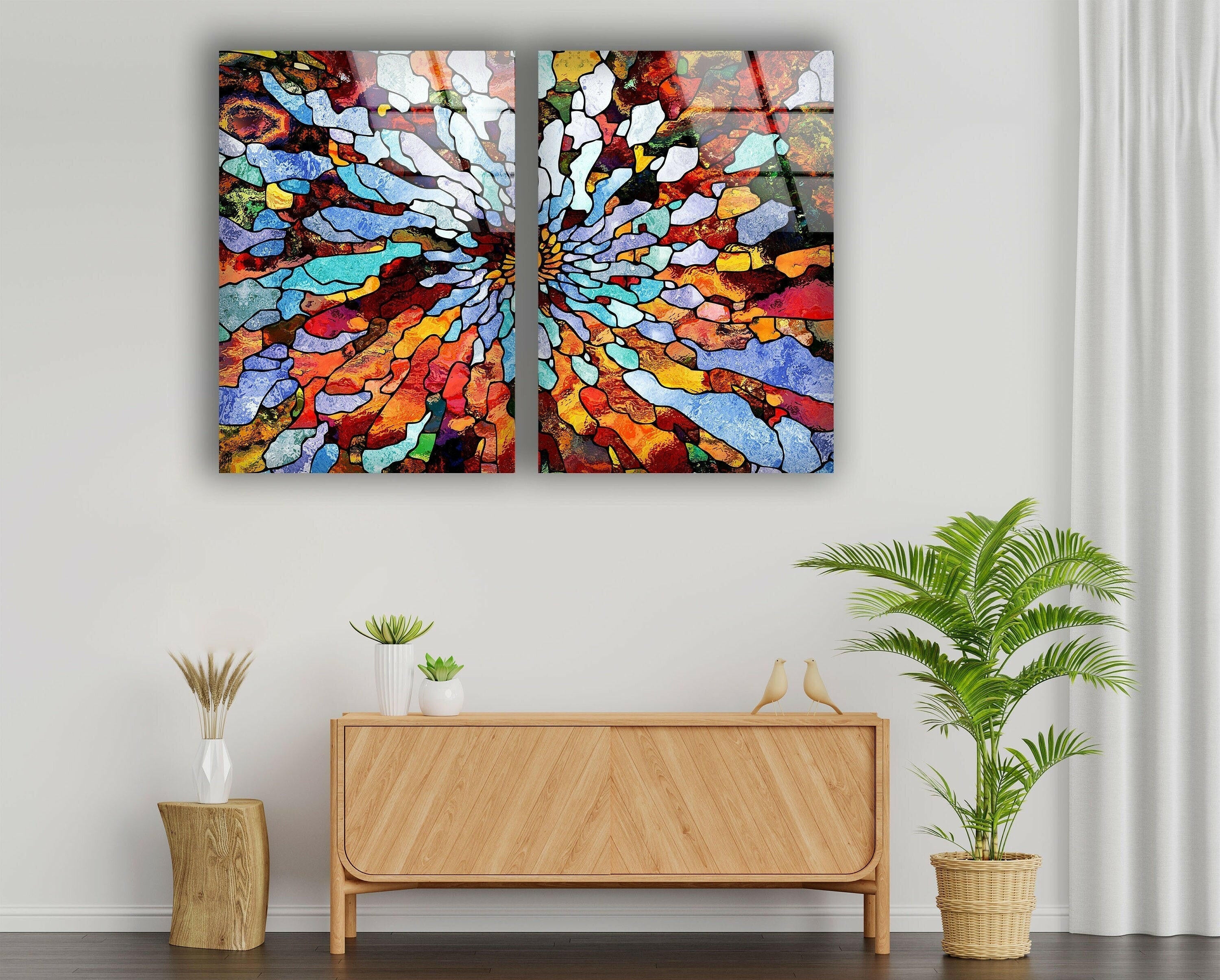 Colorful Stained Abstract Tempered Glass Wall Art