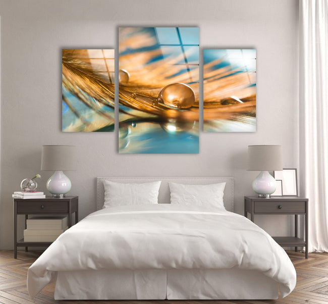 Feather Abstract Tempered Glass Wall Art