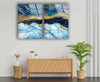 Blue and Gold Marble Tempered Glass Wall Art