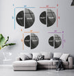 2 Piece Half Circle Abstract Silver Tempered Glass Wall Art
