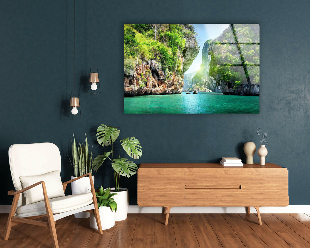 Elegant nature paintings for sale showcasing lush greenery, majestic mountains, and peaceful rivers

