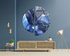 2 Piece Circular Dark Blue Marble Tempered Glass Wall Art