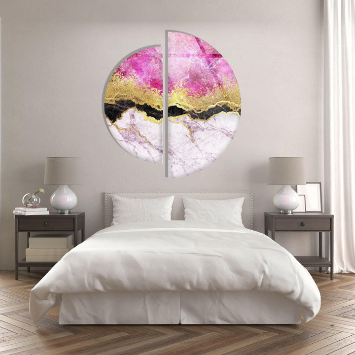 Set of 2 Pink Marble Glass Wall Art art glass wall art, glass wall art pictures
