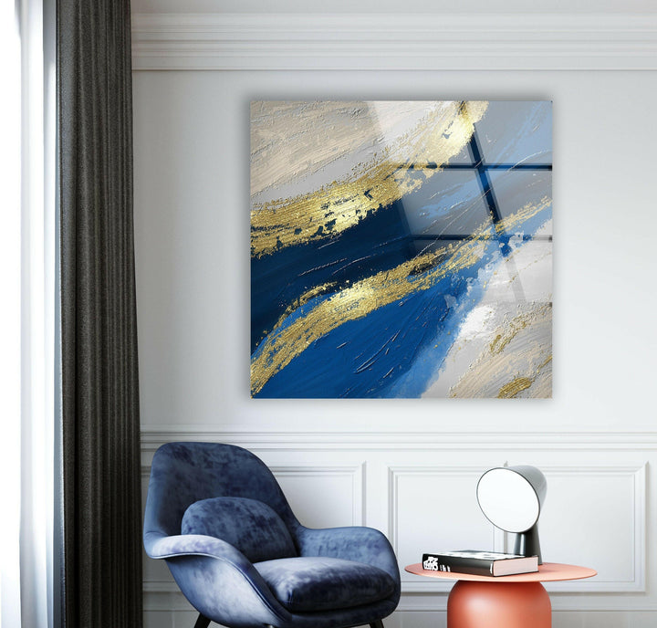 Blue and Gold Modern Art Glass Wall Art High-quality materials and cutting-edge printing methods are used to make our Glass Wall Art and Tempered Glass Wall Art. These pieces not only show off your best designs and images in great detail, but they also last a very long time. Our range of glass paintings and wall pictures will keep your home looking stylish and up-to-date.