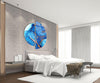 Circular Gold Details Blue Marble Tempered Glass Wall Art