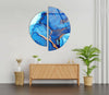Circular Gold Details Blue Marble Tempered Glass Wall Art