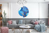 Circular Gold Details Blue Marble Tempered Glass Wall Art
