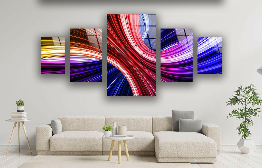 Neon Colors Swirl Abstract Glass Wall Art, print picture on glass, Tempered Glass Wall Art