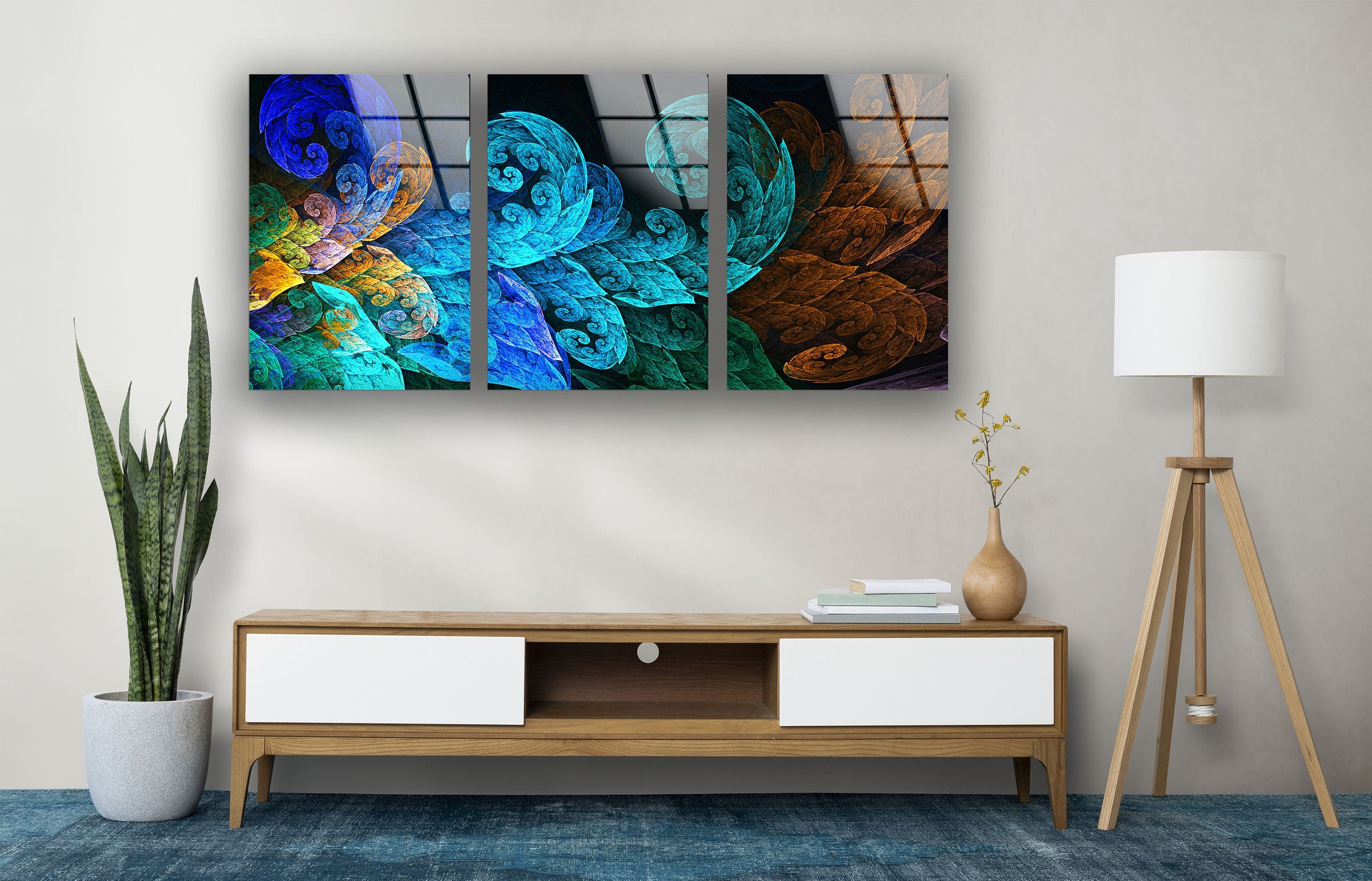 Abstract Tempered Glass Wall Art Set