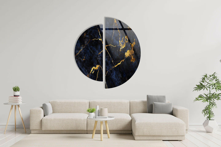 Round 2 Piece Dark & Gold Glass Wall Art stained glass wall art, stained glass wall decor
