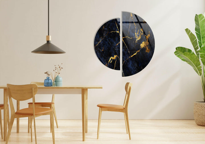 Round 2 Piece Dark & Gold Glass Wall Art art glass wall art, glass wall art pictures

